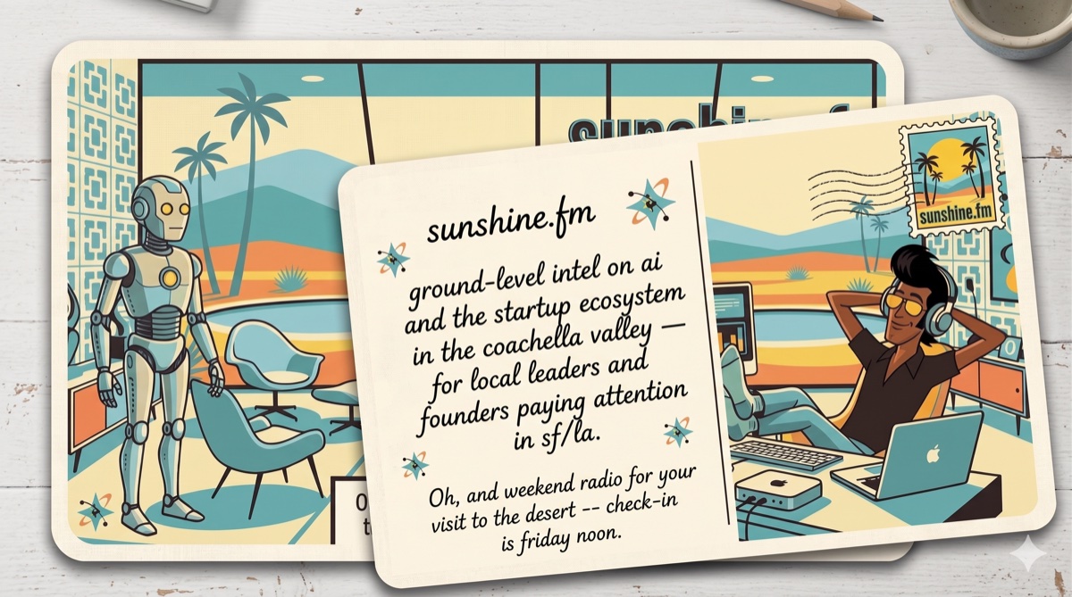 sunshine.fm — ground-level intel on AI and the startup ecosystem in the Coachella Valley